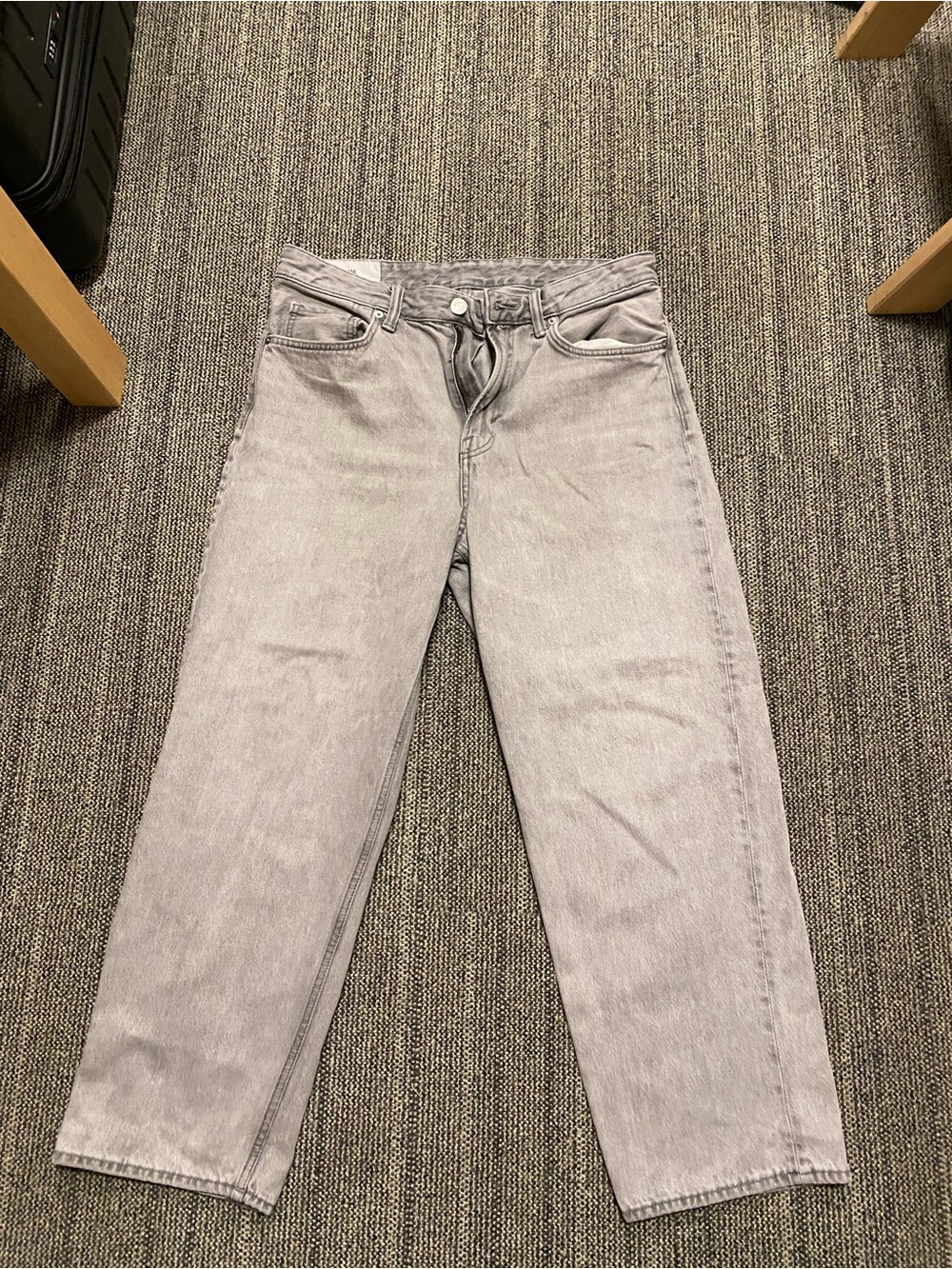 Mens Loose Relaxed Straight Jeans - Light Gray